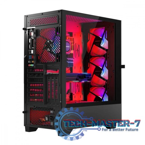 Obudowa komputerowa Siroco ARGB Flow Midi USB 3.0x2+Type-C Czarna Obudowa komputerowa Siroco ARGB Flow Midi USB 3.0x2+Type-C Czarna