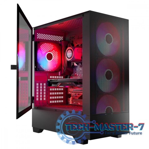 Obudowa komputerowa Siroco ARGB Flow Midi USB 3.0x2+Type-C Czarna Obudowa komputerowa Siroco ARGB Flow Midi USB 3.0x2+Type-C Czarna