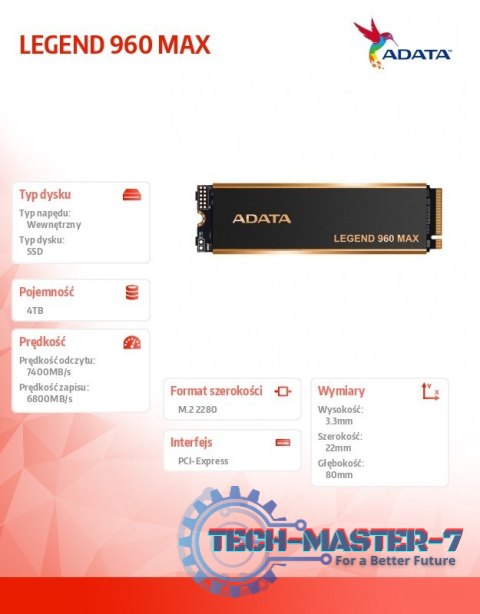 Dysk SSD LEGEND 960 MAX 4TB PCIe 4x4 7.4/6.8 GB/s M2 Dysk SSD LEGEND 960 MAX 4TB PCIe 4x4 7.4/6.8 GB/s M2