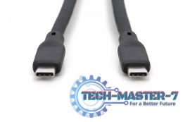 Kabel połączeniowy silikonowy USB-C - USB-C, USB 4 Gen3 40G 8K 240W, 0,5m Czarny