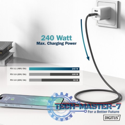 Kabel połączeniowy silikonowy USB-C - USB-C, USB 4 Gen3 40G 8K 240W, 0,5m Czarny Kabel połączeniowy silikonowy USB-C - USB-C, USB 4 Gen3 40G 8K 240W, 0,5m Czarny