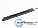 Listwa przeciwprzepięciowa M12/16A Rack 19'' 1.5m czarna (12 gniazd)
