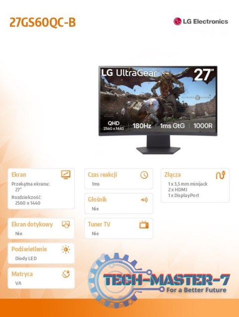 Monitor 27GS60QC-B 27 cali QHD UltraGear Monitor 27GS60QC-B 27 cali QHD UltraGear
