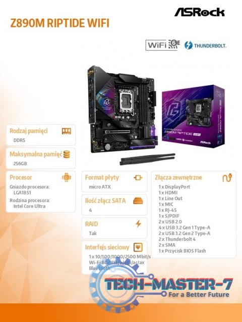 Płyta główna Z890M RIPTIDE WIFI mATX Płyta główna Z890M RIPTIDE WIFI mATX