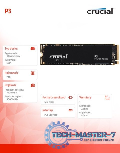 Dysk SSD P3 2TB M.2 NVMe 2280 PCIe 3.0 3500/3000 Dysk SSD P3 2TB M.2 NVMe 2280 PCIe 3.0 3500/3000