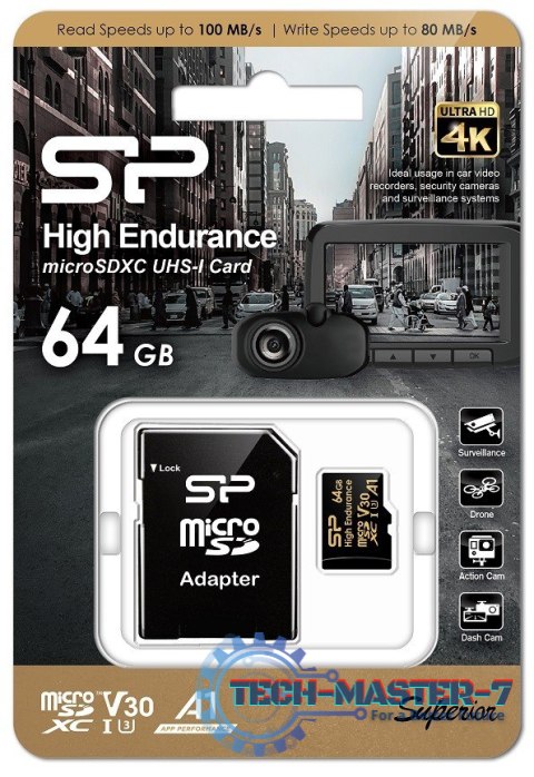 Karta pamięci microSDXC High Endurance 64GB V30 UHS-1 U3 A1 24/7 + ADAPTER microSD-SD Karta pamięci microSDXC High Endurance 64GB V30 UHS-1 U3 A1 24/7 + ADAPTER microSD-SD