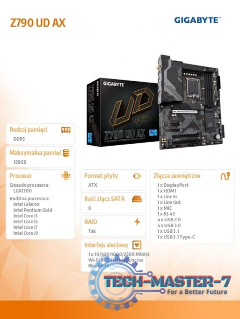 Płyta główna Z790 UD AX s1700 4DDR5 s1700 USB/DP ATX Płyta główna Z790 UD AX s1700 4DDR5 s1700 USB/DP ATX