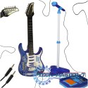Gitara elektryczna rockowa ze wzmacniaczem mikrofonem dla dzieci niebieska