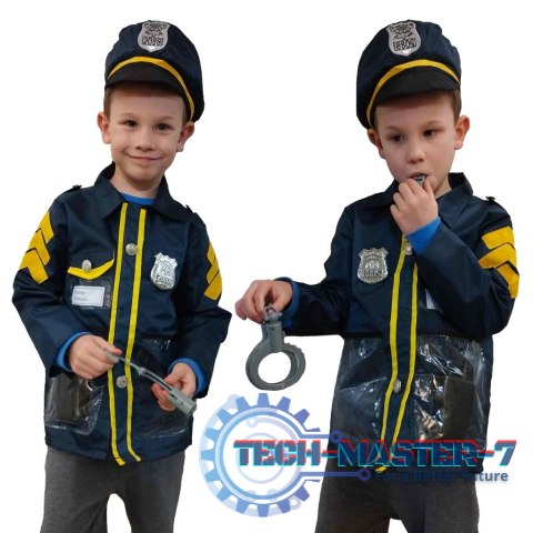 Kostium strój karnawałowy przebranie policjant kajdanki czapka zestaw 3-8 lat Kostium strój karnawałowy przebranie policjant kajdanki czapka zestaw 3-8 lat