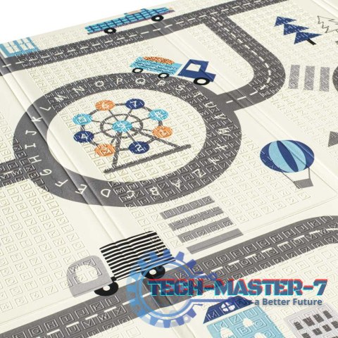 Mata edukacyjna piankowa dwustronna składana zwierzęta ulica 180 x 200 cm Mata edukacyjna piankowa dwustronna składana zwierzęta ulica 180 x 200 cm