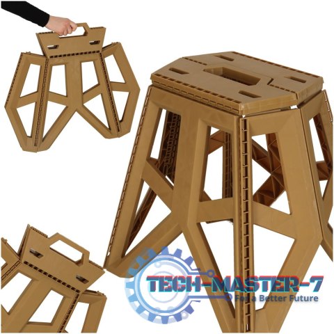 Taboret składany krzesełko turystyczne kempingowe przenośne 40 cm beżowy
