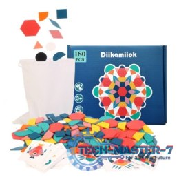 Układanka drewniana Tangram montessori kolorowa mozaika kształty 180 el.