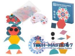Układanka drewniana Tangram montessori kolorowa mozaika kształty 180 el.