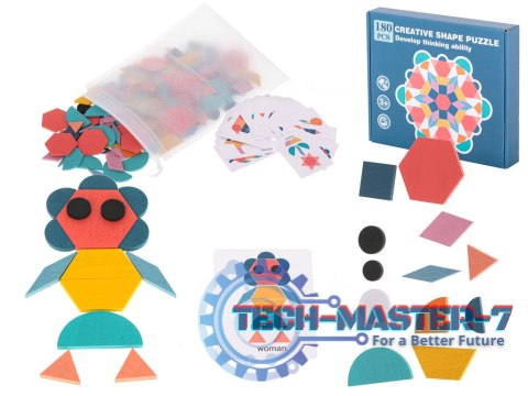 Układanka drewniana Tangram montessori kolorowa mozaika kształty 180 el. Układanka drewniana Tangram montessori kolorowa mozaika kształty 180 el.
