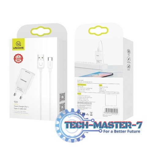 Ładowarka sieciowa USB kabel USB-C 2,1A T21 Ładowarka sieciowa USB kabel USB-C 2,1A T21