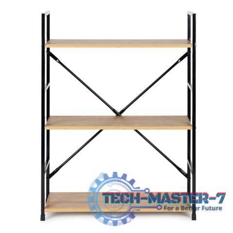 Regał drewniany metalowa rama szeroki LOFT 3 półki ModernHome ModernHome Regał drewniany metalowa rama szeroki LOFT 3 półki ModernHome ModernHome