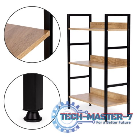 Regał drewniany nowoczesny metalowa rama LOFT 3 półki ModernHome ModernHome Regał drewniany nowoczesny metalowa rama LOFT 3 półki ModernHome ModernHome