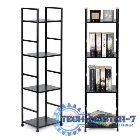 Regał drewniany nowoczesny metalowa rama LOFT 4 półki czarny ModernHome ModernHome