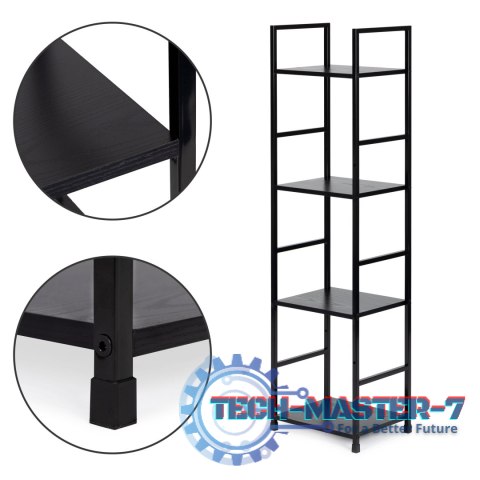 Regał drewniany nowoczesny metalowa rama LOFT 4 półki czarny ModernHome ModernHome Regał drewniany nowoczesny metalowa rama LOFT 4 półki czarny ModernHome ModernHome