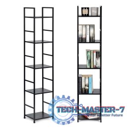 Regał drewniany nowoczesny metalowa rama LOFT 5 półek czarny ModernHome ModernHome