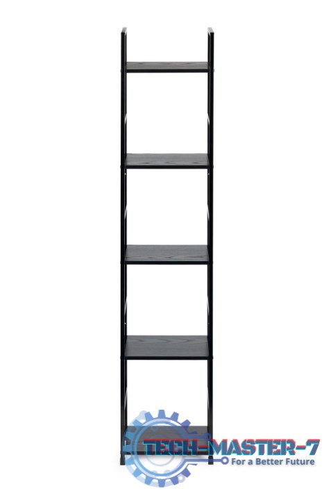 Regał drewniany nowoczesny metalowa rama LOFT 5 półek czarny ModernHome ModernHome Regał drewniany nowoczesny metalowa rama LOFT 5 półek czarny ModernHome ModernHome