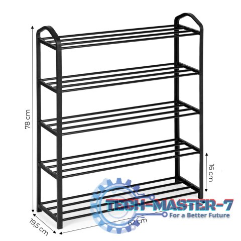 Regał na buty metalowy 5 półek 15 par butów czarny ModernHome ModernHome Regał na buty metalowy 5 półek 15 par butów czarny ModernHome ModernHome