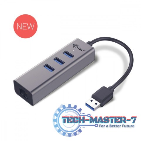 USB 3.0 Metal 3-portowy HUB z adapterem Gigabit Ethernet