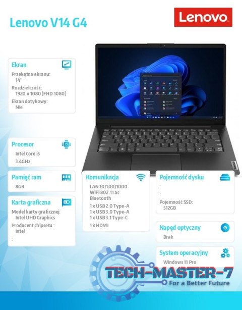 Laptop V14 G4 83A0005WPB W11Pro i5-13420H/8GB/512GB/INT/14.0 FHD/Business Black/3YRS OS Laptop V14 G4 83A0005WPB W11Pro i5-13420H/8GB/512GB/INT/14.0 FHD/Business Black/3YRS OS