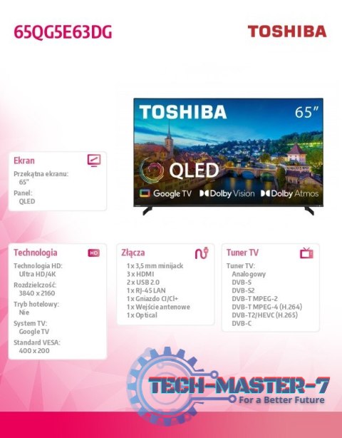 Telewizor QLED 65 cali 65QG5E63DG Telewizor QLED 65 cali 65QG5E63DG