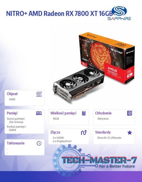 Karta graficzna Radeon RX 7800 XT Gaming OC 16G GDDR6 256bit 2DP/2HDMI Karta graficzna Radeon RX 7800 XT Gaming OC 16G GDDR6 256bit 2DP/2HDMI