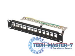 Patch Panel 12 Port 1U 10 cali FTP z organizatorem do modułów keystone czarny