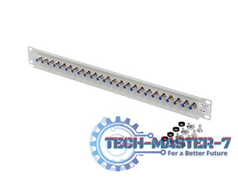 Patch panel 24 porty 19 cali gniazdo Typ F beczka szary Patch panel 24 porty 19 cali gniazdo Typ F beczka szary