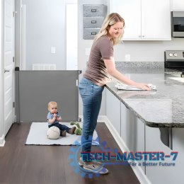 Bramka barierka roleta 180 cm ochronna zabezpieczająca na schody i drzwi - szara ECOTOYS ECOTOYS