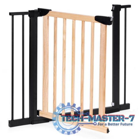 Bramka barierka zabezpieczająca 74-100 cm na schody i drzwi metal drewno dodatkowe panele ECOTOYS Bramka barierka zabezpieczająca 74-100 cm na schody i drzwi metal drewno dodatkowe panele ECOTOYS