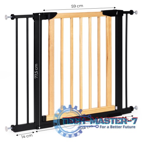 Bramka barierka zabezpieczająca 74-100 cm na schody i drzwi metal drewno dodatkowe panele ECOTOYS Bramka barierka zabezpieczająca 74-100 cm na schody i drzwi metal drewno dodatkowe panele ECOTOYS