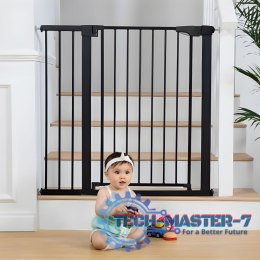 Bramka barierka zabezpieczająca 74-105 cm na schody i drzwi stal dodatkowe panele czarna ECOTOYS ECOTOYS
