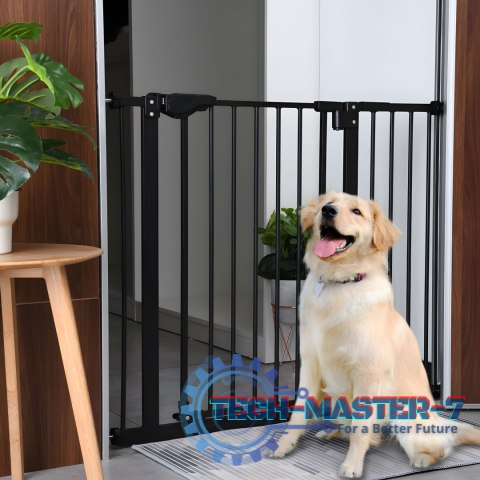 Bramka barierka zabezpieczająca 74-105 cm na schody i drzwi stal dodatkowe panele czarna ECOTOYS ECOTOYS Bramka barierka zabezpieczająca 74-105 cm na schody i drzwi stal dodatkowe panele czarna ECOTOYS ECOTOYS