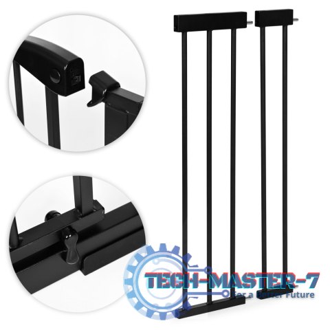 Bramka barierka zabezpieczająca 74-105 cm na schody i drzwi stal dodatkowe panele czarna ECOTOYS ECOTOYS Bramka barierka zabezpieczająca 74-105 cm na schody i drzwi stal dodatkowe panele czarna ECOTOYS ECOTOYS