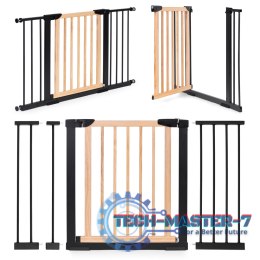 Bramka barierka zabezpieczająca 74-130 cm na schody i drzwi metal drewno dodatkowe panele ECOTOYS