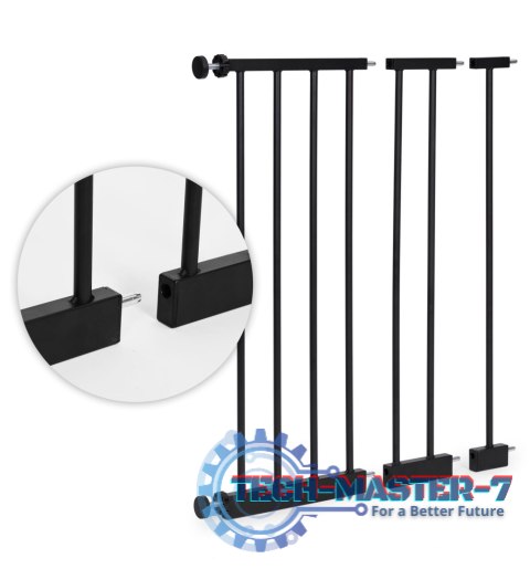 Bramka barierka zabezpieczająca 74-130 cm na schody i drzwi metal drewno dodatkowe panele ECOTOYS Bramka barierka zabezpieczająca 74-130 cm na schody i drzwi metal drewno dodatkowe panele ECOTOYS