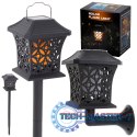 Lampa solarna ogrodowa ażurowa latarenka wisząca wbijana lampion 12 LED