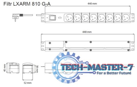 Listwa przeciwprzepięciowa LXARM 810, 3L, PDU, 5,0m, czarna Listwa przeciwprzepięciowa LXARM 810, 3L, PDU, 5,0m, czarna