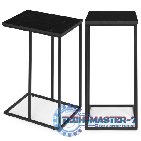 Stolik boczny pod laptopa kawowy w kształcie litery C marmur czarny ModernHome ModernHome Stolik boczny pod laptopa kawowy w kształcie litery C marmur czarny ModernHome ModernHome