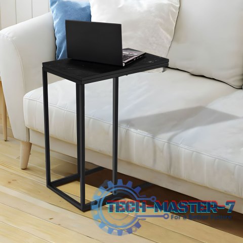 Stolik boczny pod laptopa kawowy w kształcie litery C marmur czarny ModernHome ModernHome Stolik boczny pod laptopa kawowy w kształcie litery C marmur czarny ModernHome ModernHome