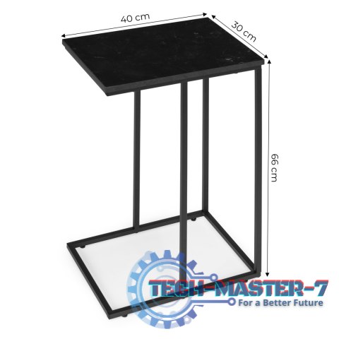 Stolik boczny pod laptopa kawowy w kształcie litery C marmur czarny ModernHome ModernHome Stolik boczny pod laptopa kawowy w kształcie litery C marmur czarny ModernHome ModernHome