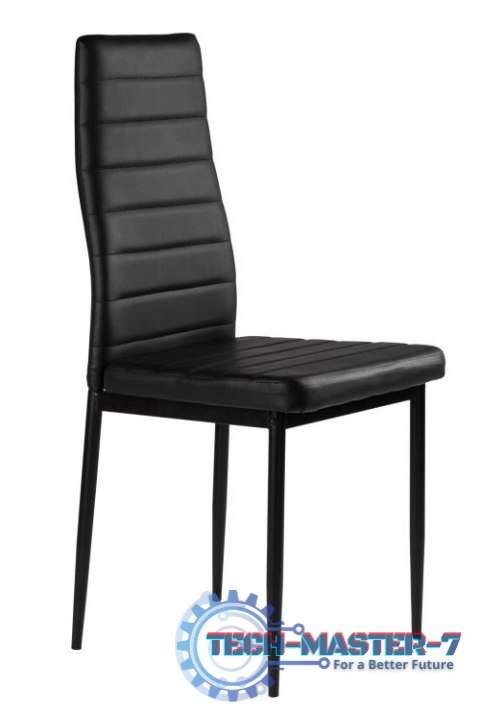 Zestaw krzeseł do jadalni salonu z ekoskóry 4 szt. wysokie oparcie - czarne ModernHome ModernHome Zestaw krzeseł do jadalni salonu z ekoskóry 4 szt. wysokie oparcie - czarne ModernHome ModernHome
