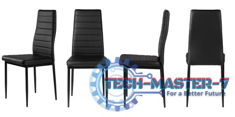 Zestaw krzeseł do jadalni salonu z ekoskóry 4 szt. wysokie oparcie - czarne ModernHome ModernHome Zestaw krzeseł do jadalni salonu z ekoskóry 4 szt. wysokie oparcie - czarne ModernHome ModernHome