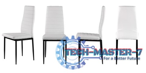 Zestaw krzeseł do jadalni salonu z krzesło ekoskóry 4 szt. wysokie oparcie - białe ModernHome ModernHome Zestaw krzeseł do jadalni salonu z krzesło ekoskóry 4 szt. wysokie oparcie - białe ModernHome ModernHome