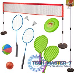Zestaw sportowy 5w1 badminton koszykówka siatkówka tenis frisbee