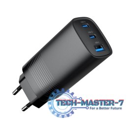 GEMBIRD SZYBKA ŁADOWARKA USB POWER DELIVERY USB TYPU C, 3X USB, 65 W, GAN CZARNA